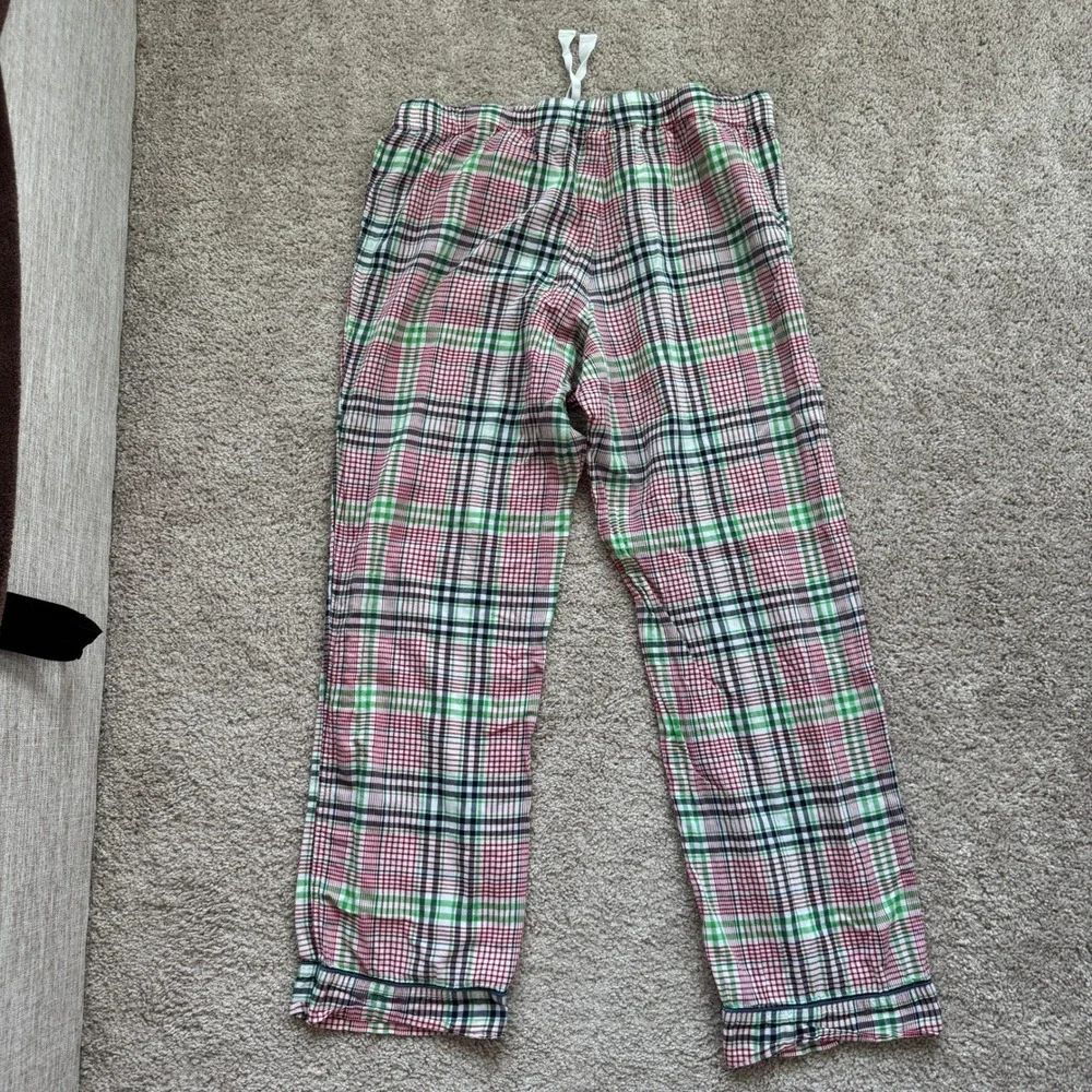 Mens Plaid Pajama Pants Red Green Navy Blue Drawstring Sleep Lounge size L